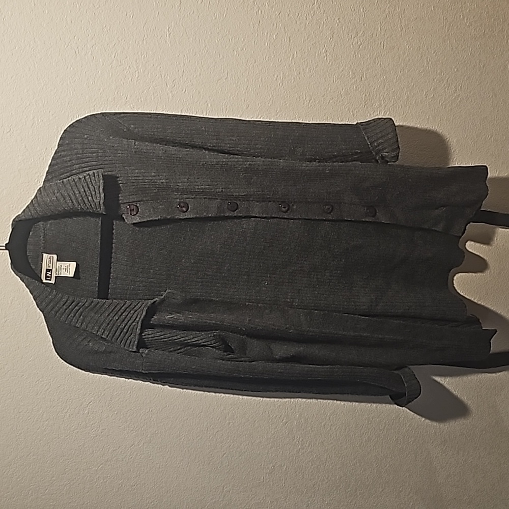 Grey belted cardigan